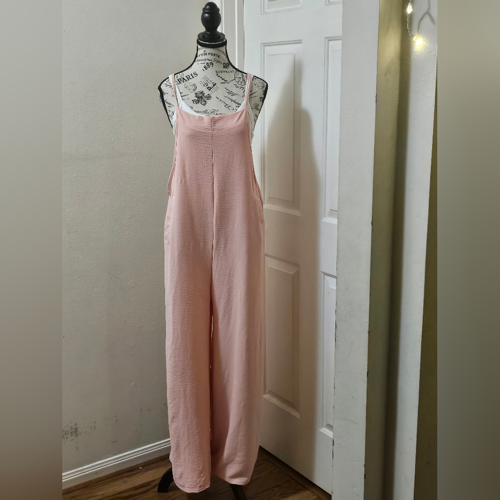Salmon Pink Women's Jumpsuit With Pockets